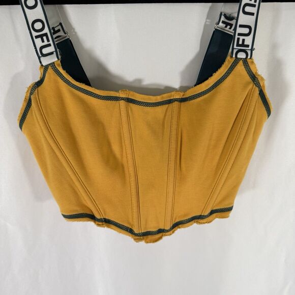 Out From Under Crop Top Women's Small Yellow OFU Straps Hook Eye Adjustable - Picture 3 of 9